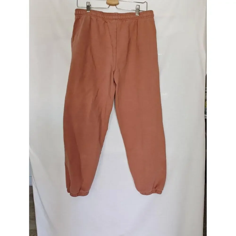 Victoria's Secret PINK Sweatpants Campus Elastic Waist Cuffed Rust Brown Medium‎